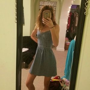 denim patterned mini dress